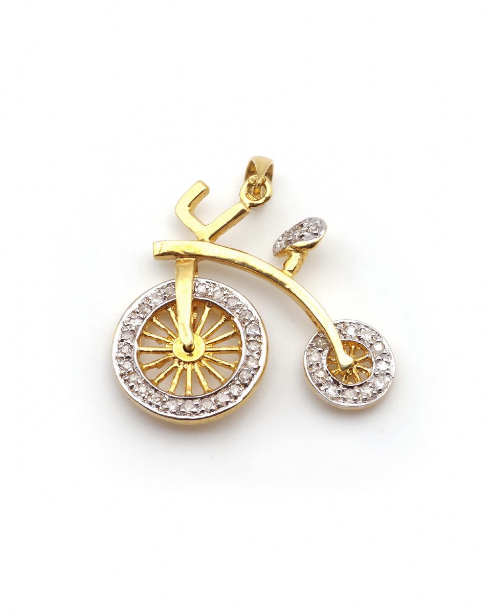 Pendentif vélo diamants en or 18 karats, grand bi -photo-1