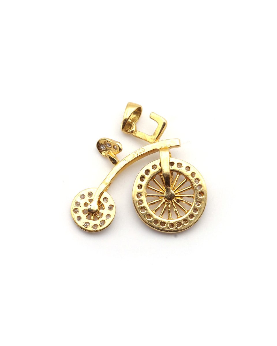 Pendentif vélo diamants en or 18 karats, grand bi -photo-2