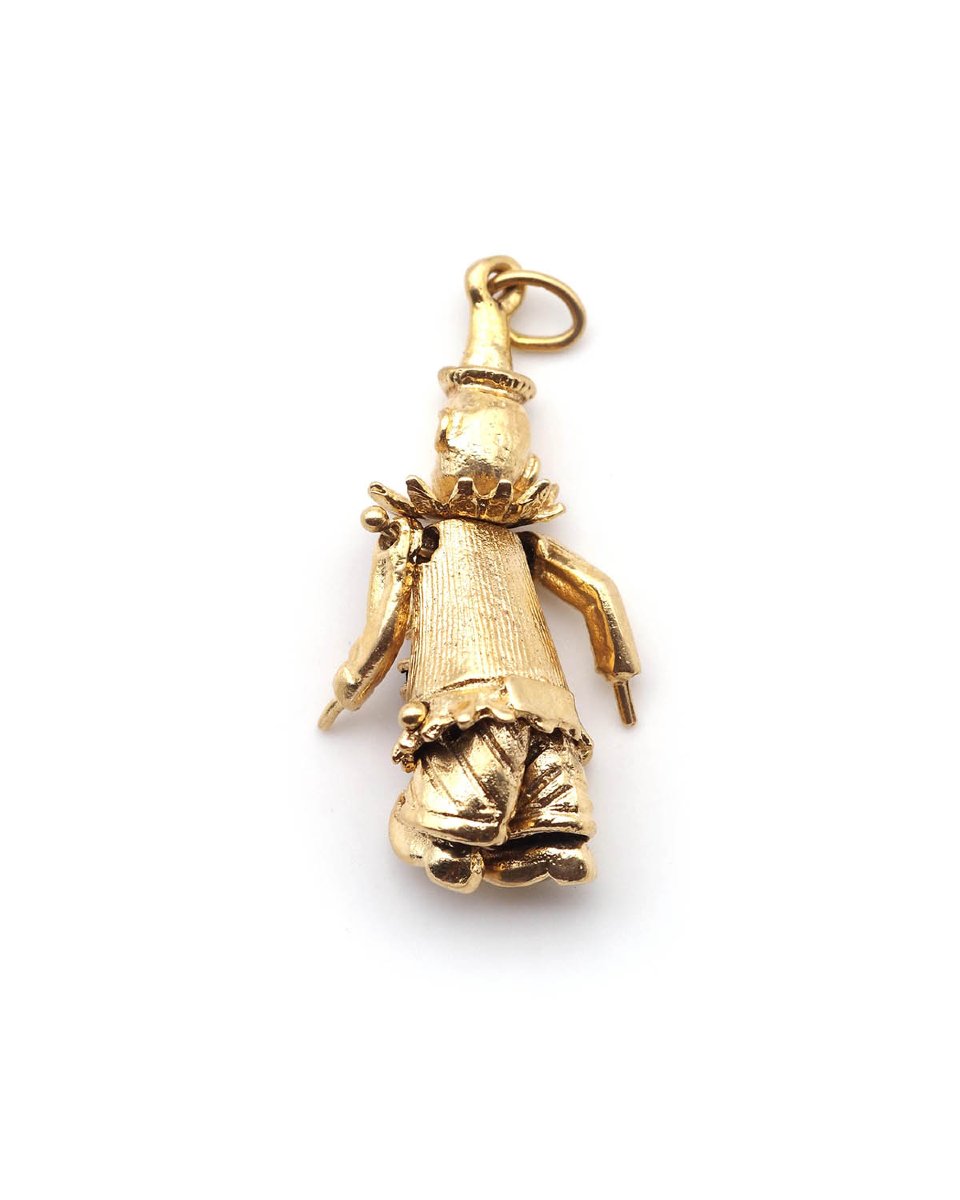 Pendentif pantin articulé en or 14 karats, pendentif vintage -photo-3