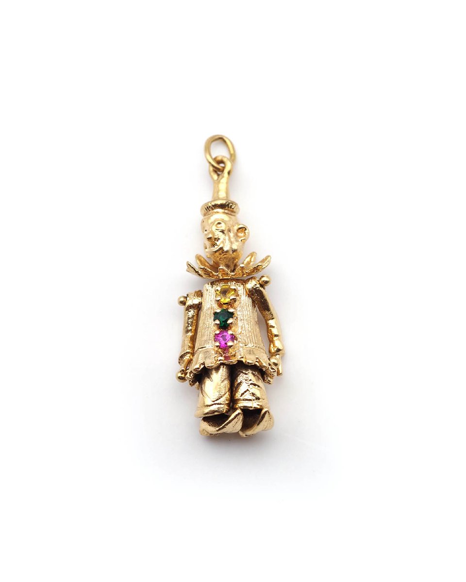 Pendentif pantin articulé en or 14 karats, pendentif vintage -photo-4