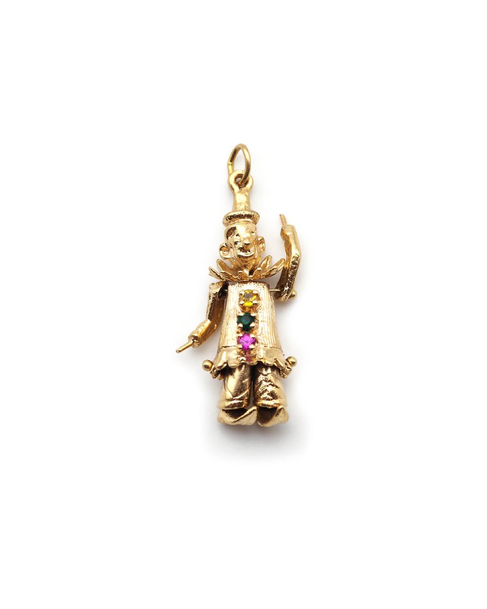 Pendentif pantin articulé en or 14 karats, pendentif vintage -photo-1
