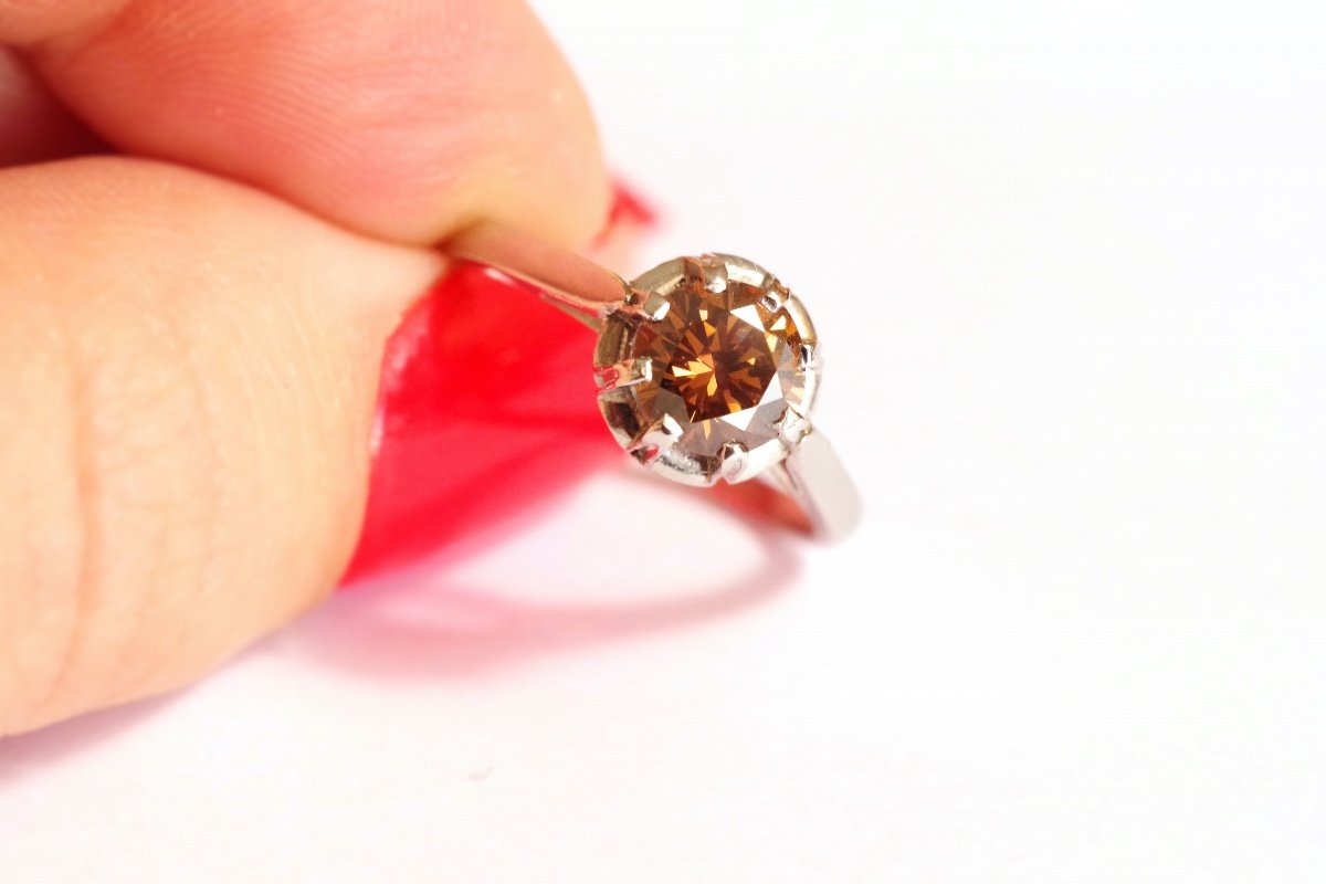Fancy Brown Diamond Ring In Platinum, Fancy Deep Brown Diamond, Fancy Diamond, Wedding Ring -photo-2