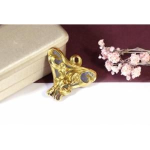 Art Nouveau Plique A Jour Enamel Brooch In 18k Gold, Translucent Enamel, Edwardian Brooch