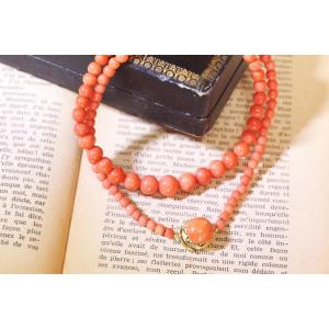 Collier Ancien Perles De Corail, Fermoir En Or 18k, Collier Vintage Perles, Bijou Ancien