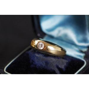 Solid Gold Diamond Gypsy Ring, 18k Gold, 0.20ct Diamond, Pre-owned Ring, Brilliant Cut Diamond