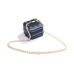 Collier De Perles De Culture, Fermoir En Or 18k, Perles Blanches, Collier Vintage, Bijou Ancien