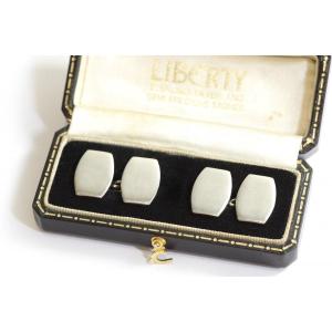 Vintage Silver Cufflinks, Pre-owned Cufflinks, Men's Jewelry, Rectangular Shape 