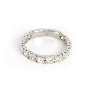 Half Eternity Ring Band In Platinum And Diamonds, Brilliant Cut Diamond, Wedding Ring