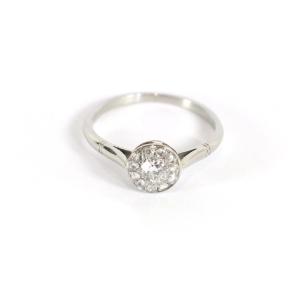Art Deco Circular Diamond Ring In Platinum, Old Mine Cut Diamond, Art Deco Jewelry, Wedding