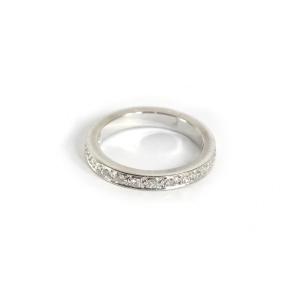 Art Deco Half Eternity Ring In 18-karat White Gold, Antique Cut Diamonds, Antique Jewelry