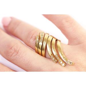 Diamond Ribbon Ring In 18k Gold, Vintage Diamond Ring, Phalanx Ring, Pre-owned Jewelry
