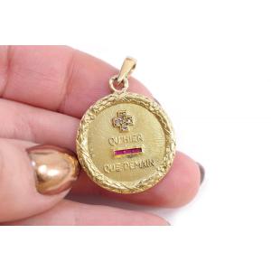 Large Antique Augis Love Medal In 18k Gold, Big Pendant, Antique Love Medal, Alphonse Augis 