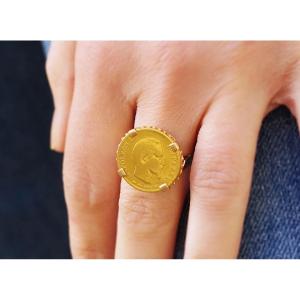 Napoleon III Coin Ring In 18 Karat Gold, French Gold Coin Ring, 10 Francs Napoleon III, Retro