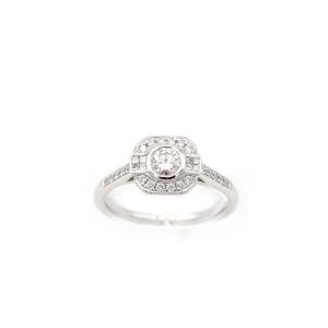 Bague Style Art Deco Diamant 0,25 Ct En Or Blanc 18k, Bague De Fiançailles, Mariage, Diamants