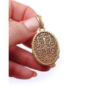 Antique French Victorian Locket With Scrolls And Openwork, Victorian Locket Medallion