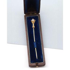 Edwardian Eagle Talon Diamond Pin In 18k Gold, Old Mine Cut Diamond 0.25 Ct, Animal Tie Pin