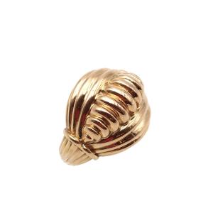 Bague dôme godrons en or 18k, bague cocktail, bague retro, bague tank