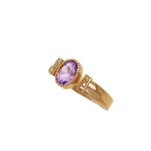 French Art Nouveau Amethyst Ring In 18k Gold, Circa 1900