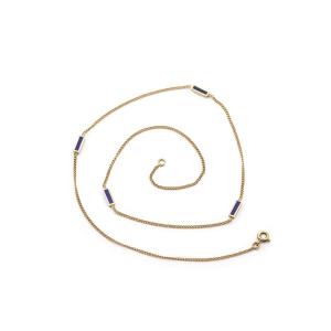 Collier lapis lazuli chaine en or 18k, chaine vintage, maille gourmette, collier vintage