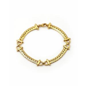 Bracelet mors de cheval en or 18k, bracelet chaine vintage, maille anglaise