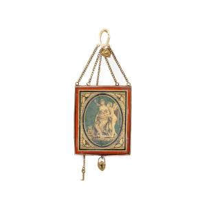 Médaillon Allégorie de l’amour en or 18k, Premier Empire, Cupidon, Bijou de sentiment ancien