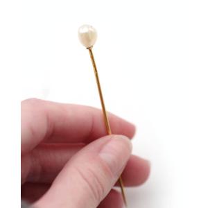 Epingle perle fine en goutte en or 18k, Epingle ancienne perle fine certifiée, bijou ancien