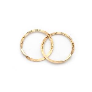 Alliance double jumelée ancienne en or 18k, alliance à secret en or