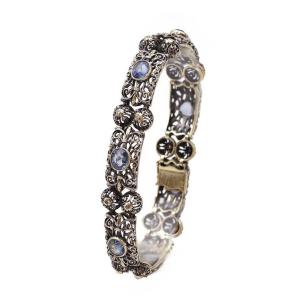Ceylan Unheated Sapphire Bracelet In 18k Gold And Silver From Italy
