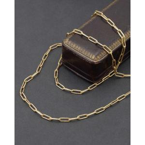 Longue chaine trombone en or 18k, chaine vintage, seventies