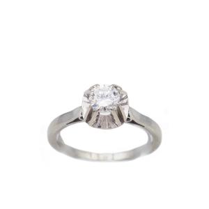 Bague solitaire diamant 0.50 ct en or blanc 18k, fiançailles 