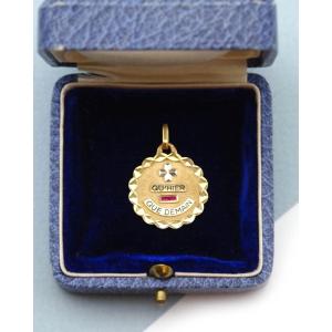 Large Vintage Augis "plus Qu’hier Moins Que Demain" 18k Gold Medal 