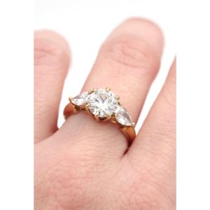Bague diamants 2.40 cts en er 18k, Bague de fiançailles 