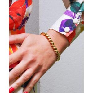 Bracelet San Marco macaroni en or 18k, bracelet vintage italien