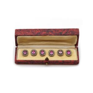 Boutons de plastron - chemise - anciens en métal argenté 