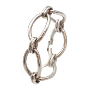 Bracelet maille ovale en argent, large maillon ovale