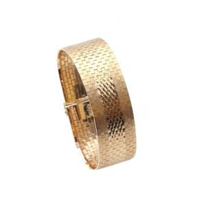 Italian 18k Gold Flexible Bracelet, Fancy Link Bracelet 