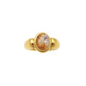 Bague chevalière intaille en or 18 karats, intaille ancienne, monture moderne