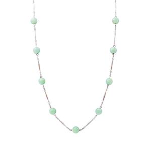 Collier perles d'amazonite en argent, collier fin Art Deco début Rétro