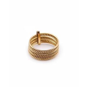 Vintage French 18k Gold Semainier Ring, Seven Bands Lucky Charm, Circa 1970 