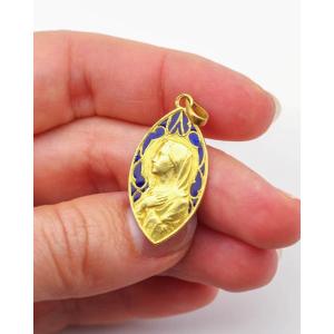 Médaille Dropsy Vierge Marie en or 18 karats, art nouveau