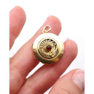 Pendentif Médaillon mois de Juillet en or 18k, anniversaire, signe zodiaque cancer, lion
