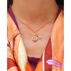 French Vintage 18k Gold Penny-farthing Bicycle Pendant Brooch Set With Diamonds
