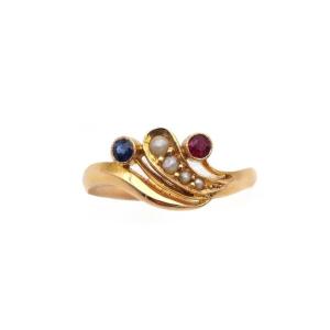 18-karat Gold Ruby And Sapphire Ring, Patriotic Ring