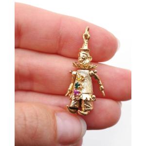 14-karat Gold Articulated Puppet Pendant, Vintage Pendant