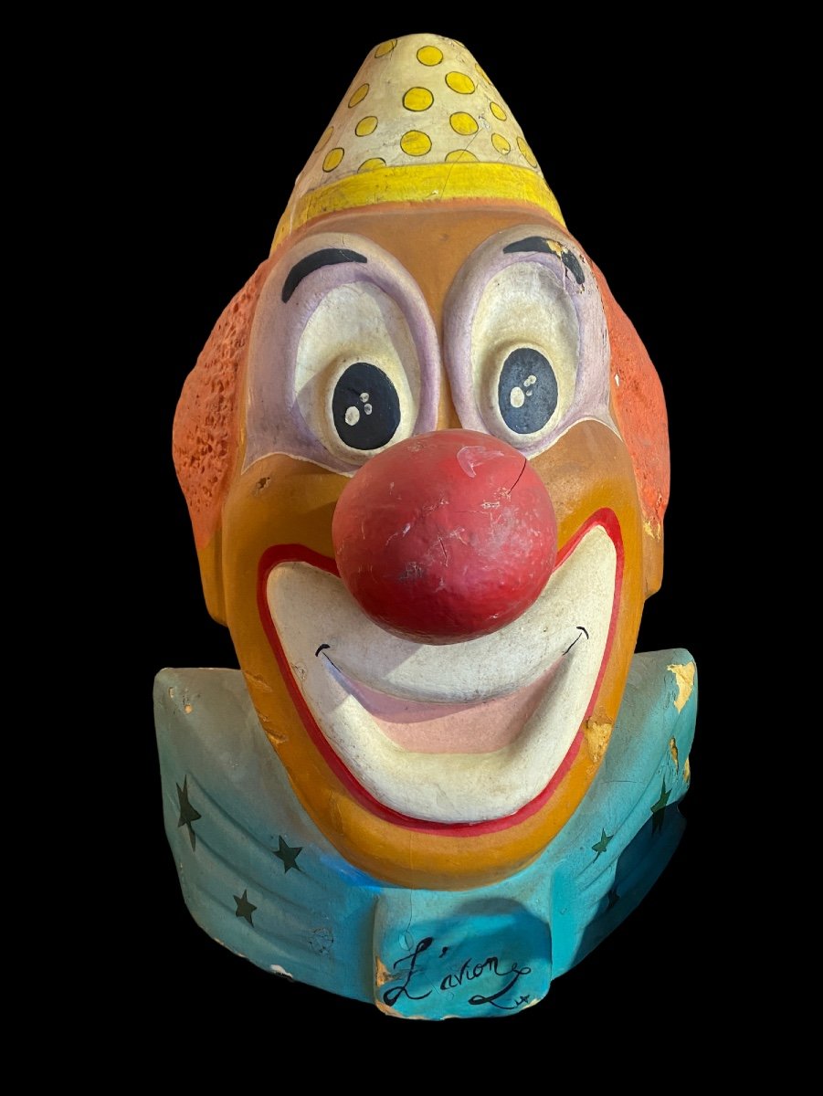 Art Forain .  Clown En Mousse Et Fibre 1960.