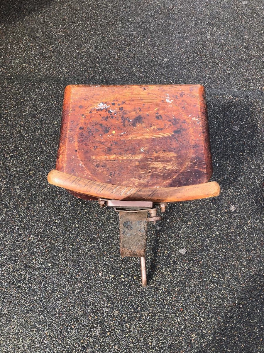 Chaise Industrielle D Atelier 1930 Bois Et Métal -photo-3