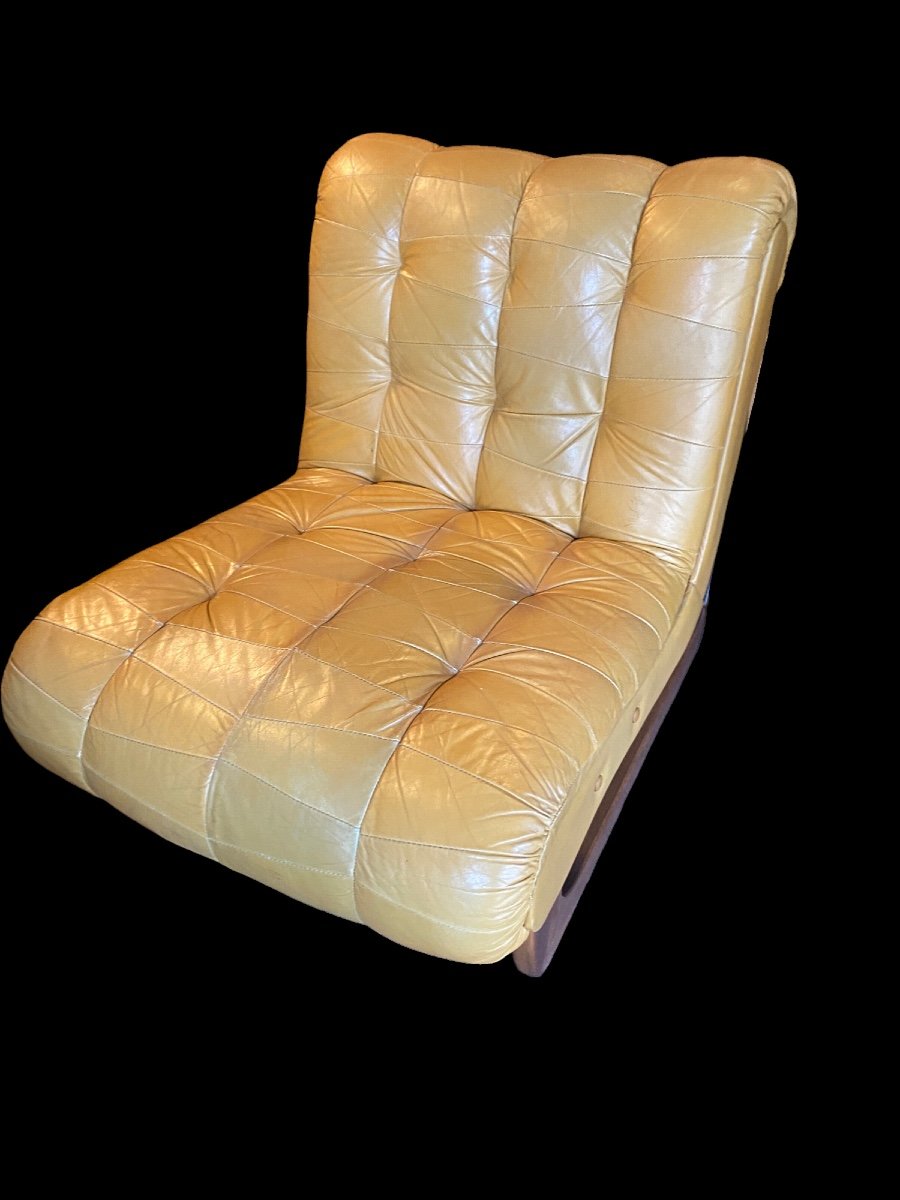 Canapé Modulable 1970 En Cuir -photo-2