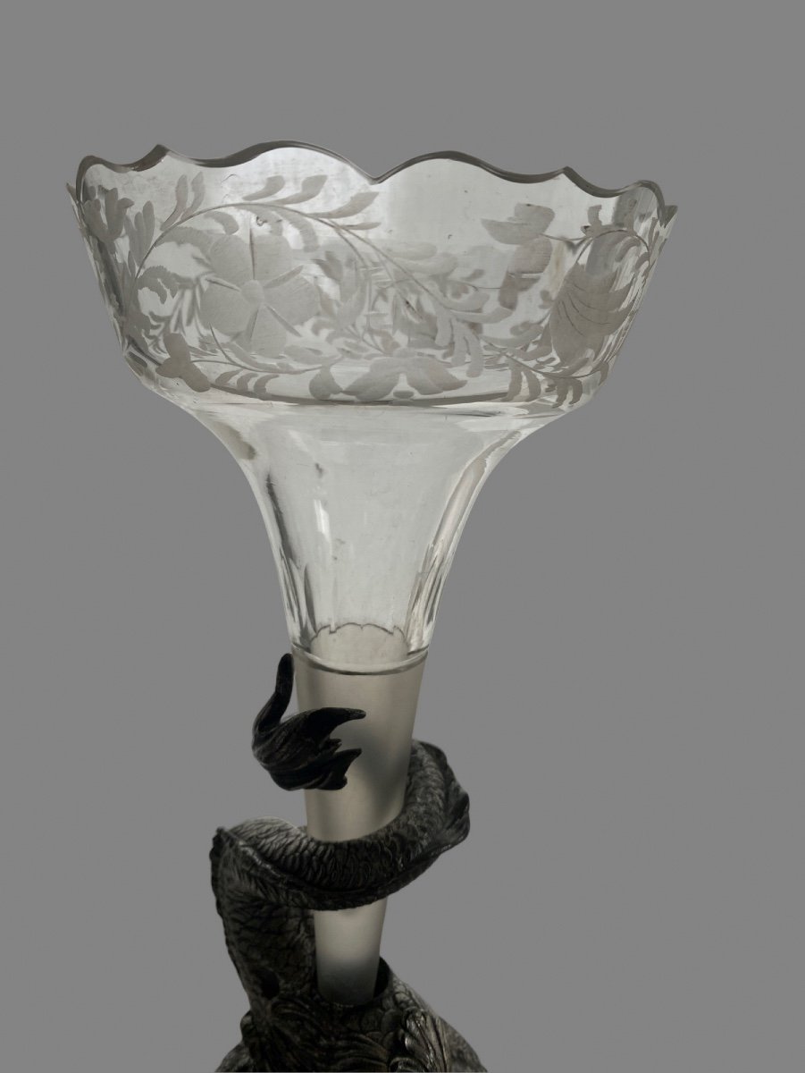 Vase Cornet En Cristal XIX Eme-photo-4