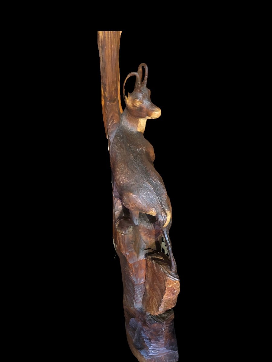 Lampadaire En Bois Signé Georges Fournier XX Eme . Sculpture bois-photo-2