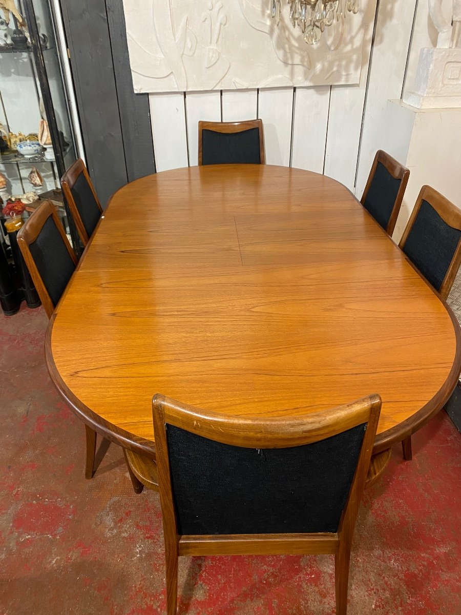 Scandinavian Teak And Rosewood Dining Table 6 People. 1970-photo-2